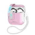 thumbnail image 1 of Dteck Case for AirPods 2nd/1st Generation with Automatic Lock and Lanyard, Kickstand Design Shockproof Protection Cover for Women Men, Whitepink, 1 of 7