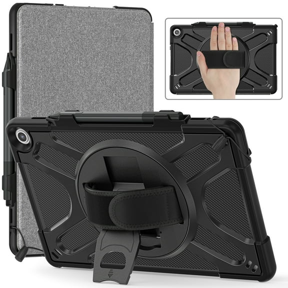 Dteck Case for Amazon Fire Max 11 Tablet Case for Kids, Fire Max 11 Heavy Duty Shockproof Kids Case with Rotating Stand Hand Strap,Black