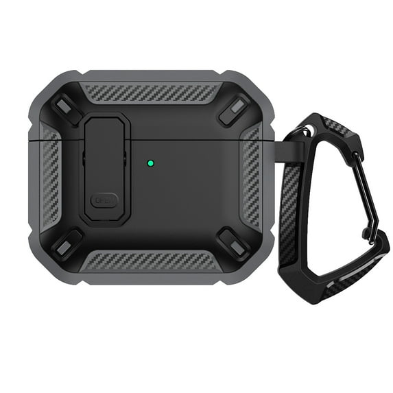 Dteck Case for Apple AirPods 2nd Generation,Shockproof Military Hard PC Case Lock Cover with Keychain for Airpods 2nd Gen / 1st Gen,Gray