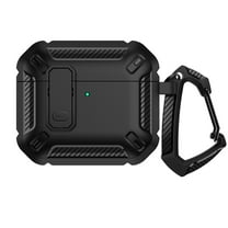 Dteck Case for Apple AirPods Pro 3rd Generation 2025,Shockproof Military Hard PC Case Lock Cover with Keychain for AirPods Pro 3 (2025),Black