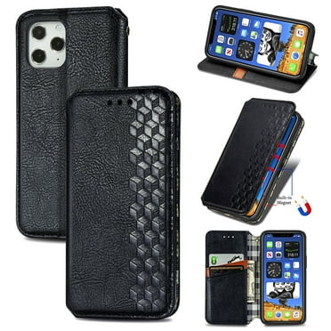 Dteck Case for Apple iPhone 13 Pro 6.1-inch,Luxury Leather Card Holder Wallet Hybrid Rubber Flip Magnetic Case Kickstand Protective Phone Cover,Black