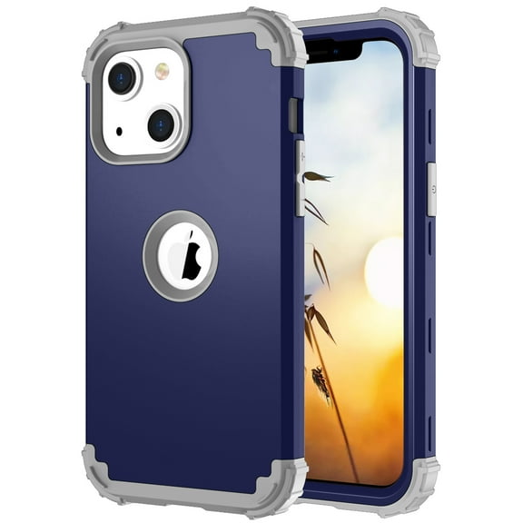 Dteck Case for Apple iPhone 13 mini 5.4-inch,Shockproof Rubber Case 3-Layer Protection Armor Hybrid Hard Phone Back Cover for iPhone 13 mini,Darkblue