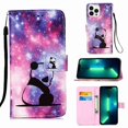 thumbnail image 1 of Dteck Case for Apple iPhone 14 Pro Max, 3D Stylish Painting PU Leather Wrist Strap Card Cash Slots Stand Feature Flip Cases Cover,Panda, 1 of 5
