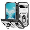 thumbnail image 1 of Dteck Case for Google Pixel 10 Pro XL,Shockproof TPU+PC Case Ring Holder Kickstand Sliding Lens Cover,White, 1 of 7