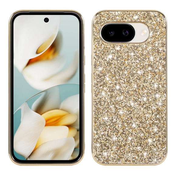 Dteck Case for Google Pixel 10A ,Shockproof Glitter Case Bling Sparkly Soft TPU and PC Silicone Shiny Slim Protective Cover for Google Pixel 10A,Gold