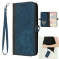 thumbnail image 1 of Dteck Case for Google Pixel 6a, Bicolor PU Leather Wallet Folio Case Book Flip Magnetic Closure with Strap Wristlet, Blue, 1 of 7