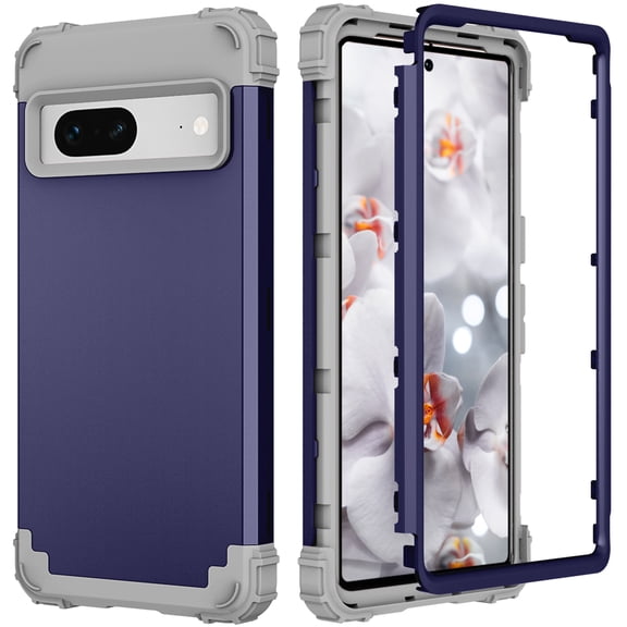 Dteck Case for Google Pixel 7,Shockproof Rubber Armor Silicone Rugged Case Hybrid Hard Back Phone Cover,Darkblue