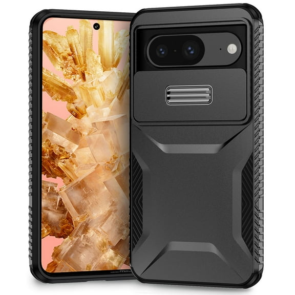 Dteck Case for Google Pixel 8A,Shockproof TPU+PC Armor Case Slide Lens Protection Cover for Google Pixel 8A,Black