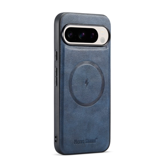 Dteck Case for Google Pixel 9 / 9 Pro,Shockproof Leather Case Compatiblw with MagSafe Slim TPU Back Cover for Google Pixel 9 / 9 Pro,Blue