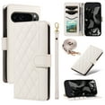 thumbnail image 1 of Dteck Case for Google Pixel 9 Pro Wallet Cover PU Leather Flip Folio Phone Case with Card Holder and Wrist Strap Wallet Protective Cover, White, 1 of 7