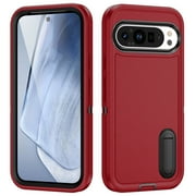Dteck Case for Google Pixel 9 Pro XL,Shockproof 3-Layer Protection Case Built-in Kickstand Military Grade Protective Cover for Google Pixel 9 Pro XL,Red+Black
