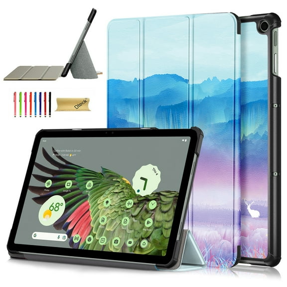 Dteck Case for Google Pixel Tablet 2023, Ultra Slim Foldable Folio Stand Hard Back Cover Shockproof Protective Case for Google Pixel Tablet,Deer