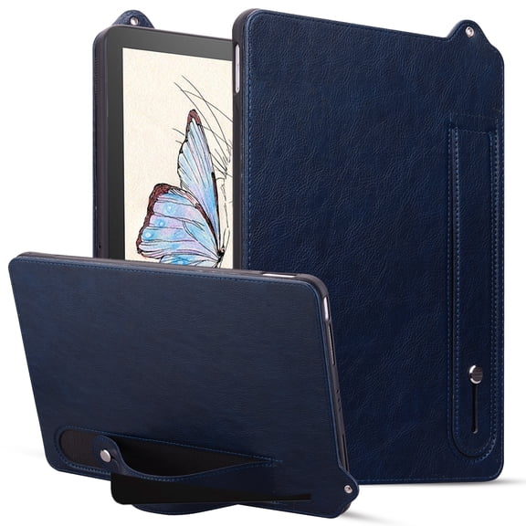 Dteck Case for Kindle Paperwhite 11th Gen 2021 6.8-inch, Lightweight PU Leather Handle Strap Holder Soft TPU Protective Cover,Blue