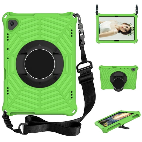 Dteck Case for Lenovo Tab M10 10.1 inch (TB-X605F, TB-X505F),Shockproof Armor Rubber Kickstand Protector Cover with Shoulder Strap,Green