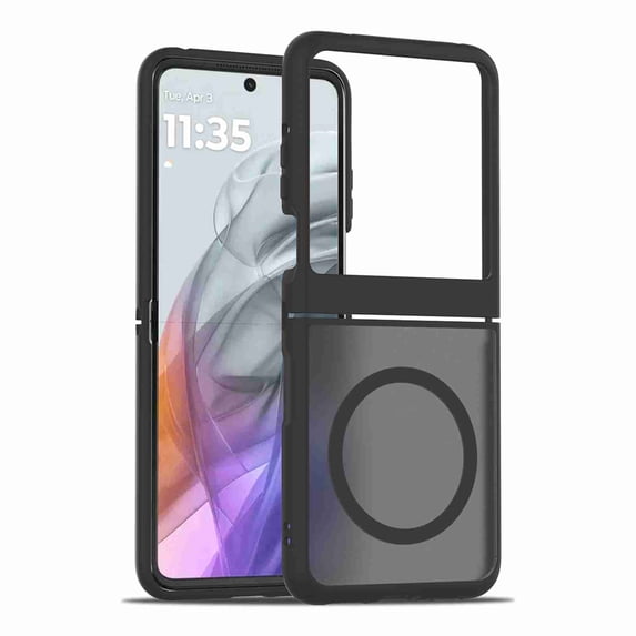 Dteck Case for Moto Razr Ultra 2025, Military Grade Drop Protection Slim Matte Shockproof Anti-Slip with Wireless Charging Phone Case, Black