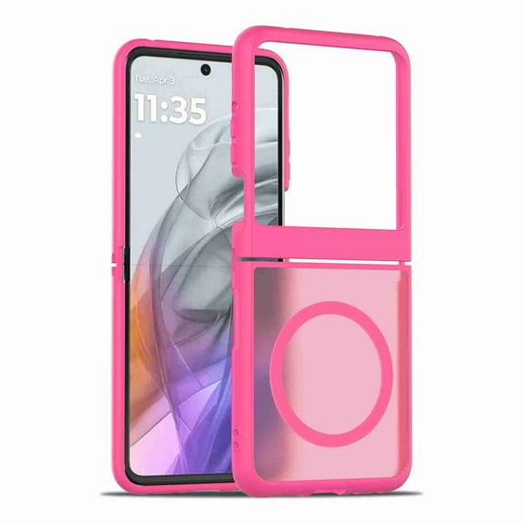 Dteck Case for Moto Razr Ultra 2025, Military Grade Drop Protection Slim Matte Shockproof Anti-Slip with Wireless Charging Phone Case, Rose