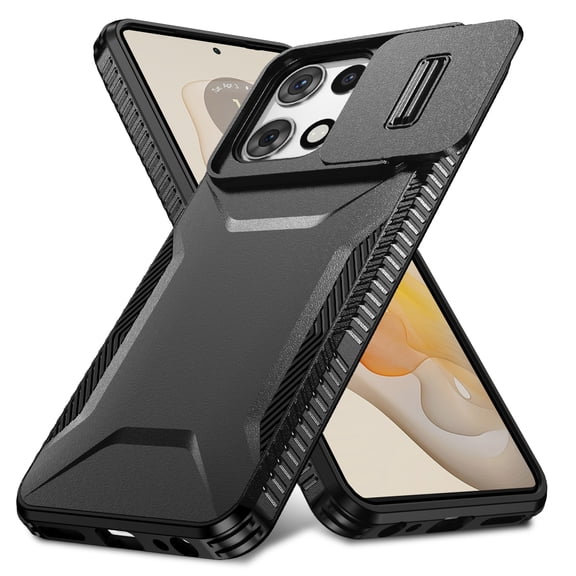Dteck Case for Motorola Edge 2025/2026,Shockproof TPU+PC Case Sliding Camera Protection Anti-Slip Back Cover for Motorola Edge 2025/2026,Black