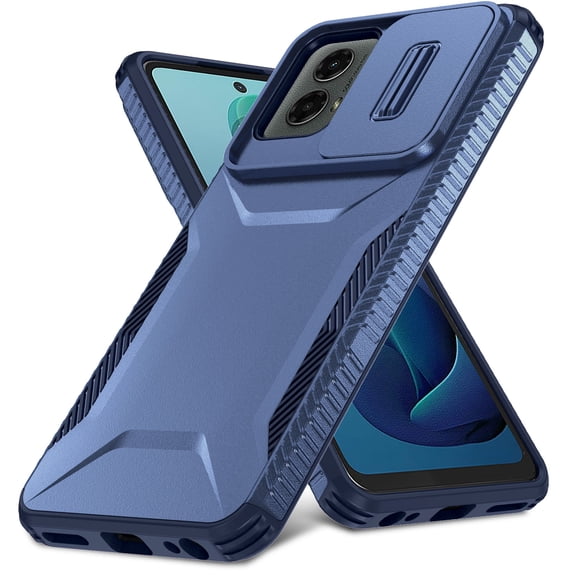 Dteck Case for Motorola Moto G 5G 2024, Shockproof Anti-Slip Case with Slide Lens Heavy Duty Protective Armor Cover Case for Moto G 5G 2024, Blue