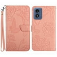 thumbnail image 1 of Dteck Case for Motorola Moto G Play 2024,Crossbody Lanyard Flip Wallet Case Magnetic Card Slot Foldable Embossed Butterfly Leather Cover,Pink, 1 of 10