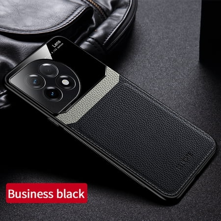 Dteck Case for OnePlus 12,Shockproof Leather Case Slim Rubber Back Cover,Black