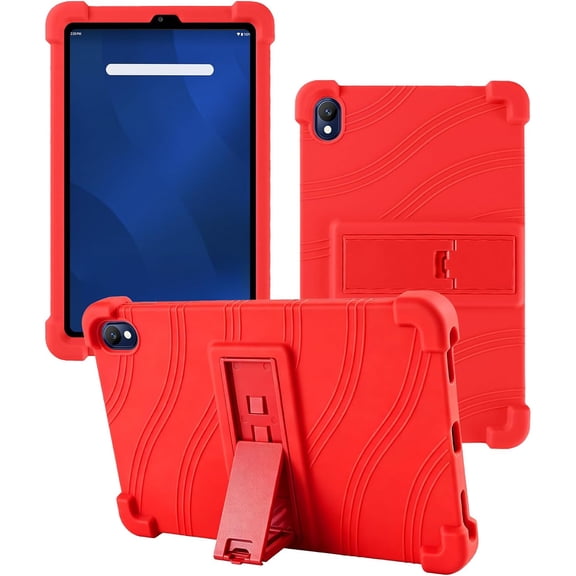 Dteck Case for Onn 7" Core Android 16 Tablet (2026 Model), Kids Friendly Soft Silicone Adjustable Stand Cover,Red