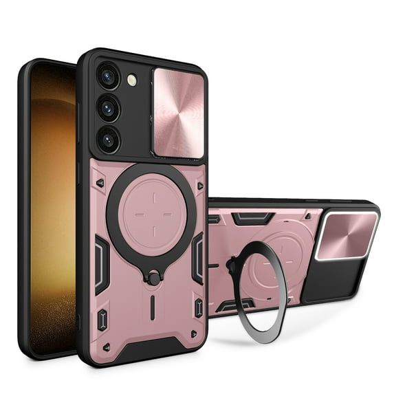Dteck Case for Samsung Galaxy A05,Shockproof Rubber Case Invisible Stand Slide Camera Lens Protective Cover,Pink