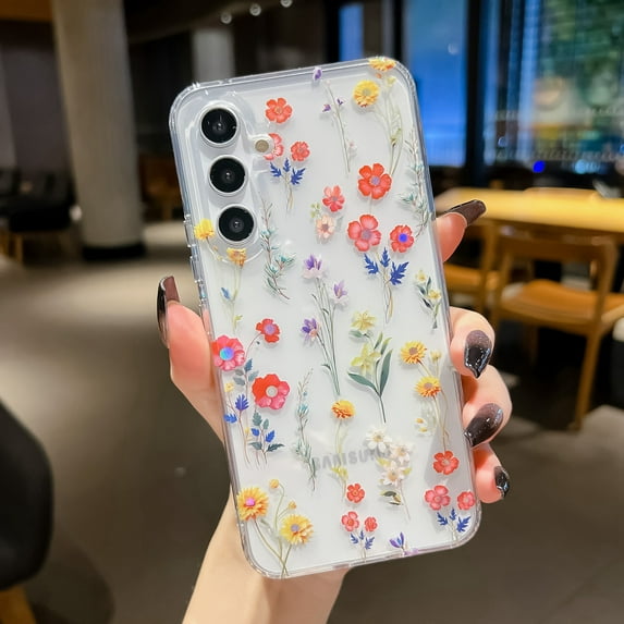 Dteck Case for Samsung Galaxy A13 5G Case Clear with Design Slim Protective Soft TPU Bumper Embossed Pattern,Little Flower