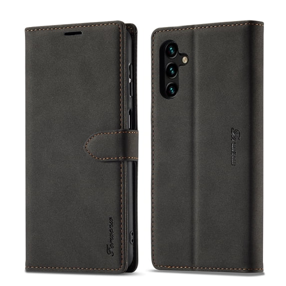 Dteck Case for Samsung Galaxy A13 5G,Magnetic Leather Card/Cash Slot Wallet Case Shockproof Rubber Kickstand Full Body Protective Cover,Black