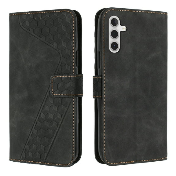 Dteck Case for Samsung Galaxy A13 5G,Magnetic Leather Card Holder Wallet Kickstand Hybrid Rubber Cover with Strap for Galaxy A13 5G,Black