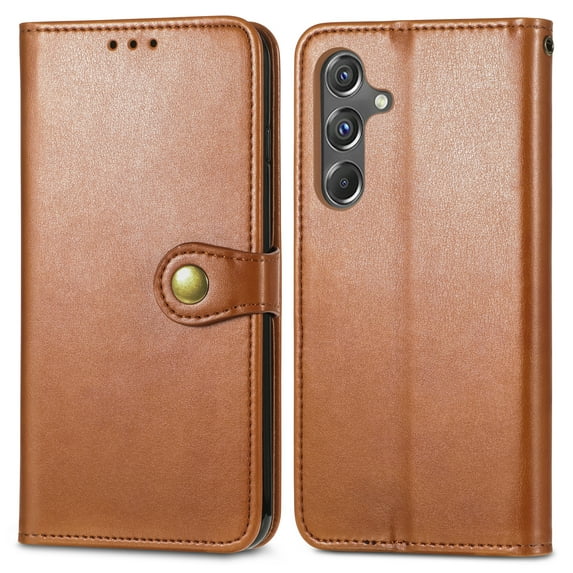 Dteck Case for Samsung Galaxy A14 5G,Magnetic Leather Card Slots Wallet Case Shockproof Rubber Kickstand Flip Cover,Brown