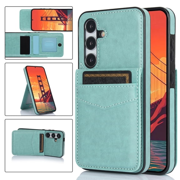 Dteck Case for Samsung Galaxy A15 5G,Magnetic PU Leather Card Slots Wallet Case Shockproof Kickstand Back Cover for Galaxy A15,Mint