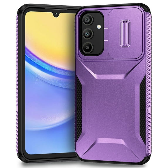 Dteck Case for Samsung Galaxy A15 5G,Shockproof TPU+PC Armor Case Slide Lens Protection Cover for Galaxy A15 5G,Purple