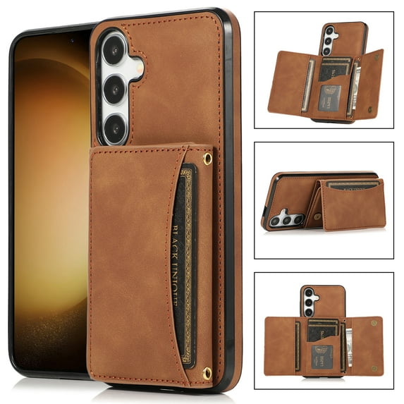 Dteck Case for Samsung Galaxy A15,Magnetic Leather Case Built-in Card Slots Wallet Shockproof Kickstand Back Cover,Brown