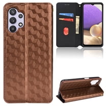 Dteck Case for Samsung Galaxy A32 5G,Magnetic Leather Pattern Card Holder Wallet Case Hybrid Rubber Protective Kickstand Cover,Brown
