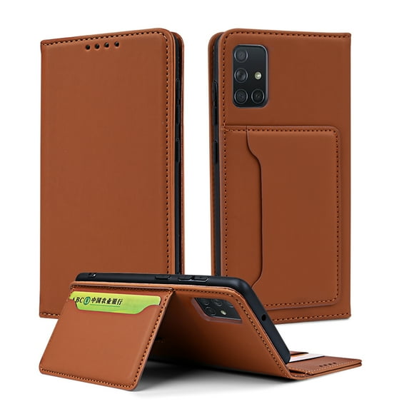 Dteck Case for Samsung Galaxy A51 5G 6.5-inch, Luxury Magnetic Skin-Friendly Feel Leather Card Holder Wallet Case Folio Kickstand Cover,Brown