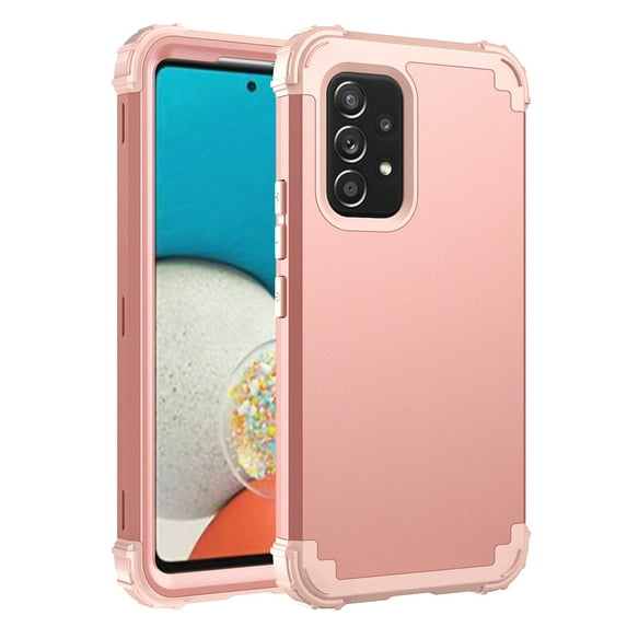 Dteck Case for Samsung Galaxy A53 5G 6.5-inch,Shockproof Rubber Case 3-Layer Protection Armor Hybrid Hard Phone Back Cover for Galaxy A53 5G,Rosegold