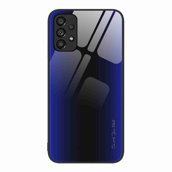 Dteck Case for Samsung Galaxy A53 5G, Luxury 9H Back Tempered Glass Shockproof Soft TPU Bumper Phone Case Slim Cover, Darkblue