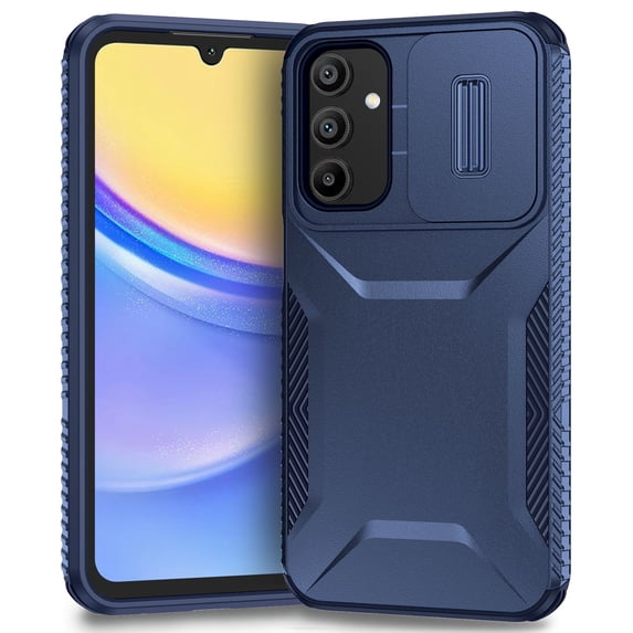 Dteck Case for Samsung Galaxy A55,Shockproof TPU+PC Armor Case Slide Lens Protection Cover for Galaxy A55,Blue