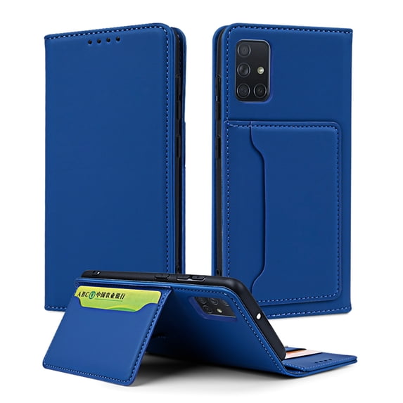 Dteck Case for Samsung Galaxy A71 4G 6.7-inch, Luxury Magnetic Skin-Friendly Feel Leather Card Holder Wallet Case Folio Kickstand Cover,Blue