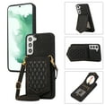 thumbnail image 1 of Dteck Case for Samsung Galaxy S21 FE 5G,Magnetic Leather Card Holder Wallet Shockproof Rubber Kickstand Cover with Shoulder Strap, Black, 1 of 10