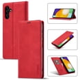 thumbnail image 1 of Dteck Case for Samsung Galaxy S23 FE,Shockproof Durable PU Leather Card Slot/Cash Pocket Wallet Case Rubber Kickstand Full Body Protective Cover,Red, 1 of 8