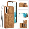 thumbnail image 1 of Dteck Case for Samsung Galaxy S23,Magnetic Leather Card Slot Wallet Case Shockproof Rubber Kickstand Cover with Wrist Strap for Galaxy S23,Brown, 1 of 6
