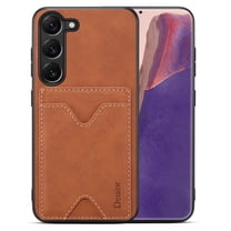 Dteck Case for Samsung Galaxy S23 Plus,Magnetic Leather Card Holder Case Shockproof Rubber Kickstand Back Cover for Galaxy S23 ,Brown