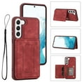 thumbnail image 1 of Dteck Case for Samsung Galaxy S23 Plus,Magnetic Leather Card Slot Wallet Case Shockproof Rubber Kickstand Cover with Wrist Strap for Galaxy S23+,Red, 1 of 6