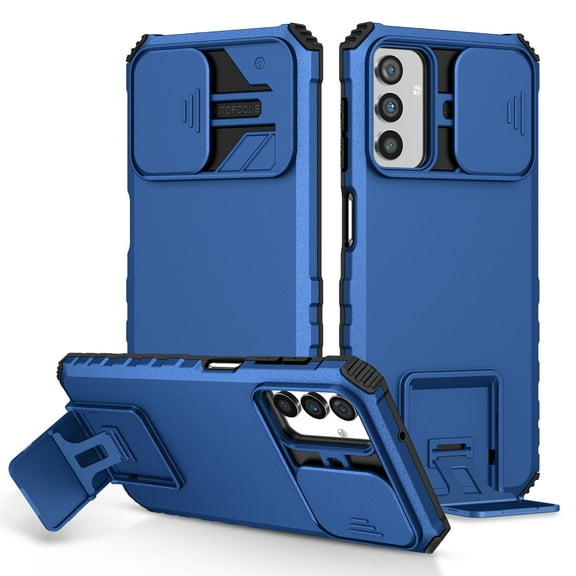 Dteck Case for Samsung Galaxy S24 FE,Shockproof Rubber Military Grade Drop Protection Kickstand Case Slide Camera Protective Cover,Blue