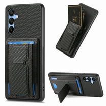 Dteck Case for Samsung Galaxy S24,Shockproof Carbon Fibre Pattern Leather Case Card Slots Wallet Folding Bracket Stand Cover for Galaxy S24,Black