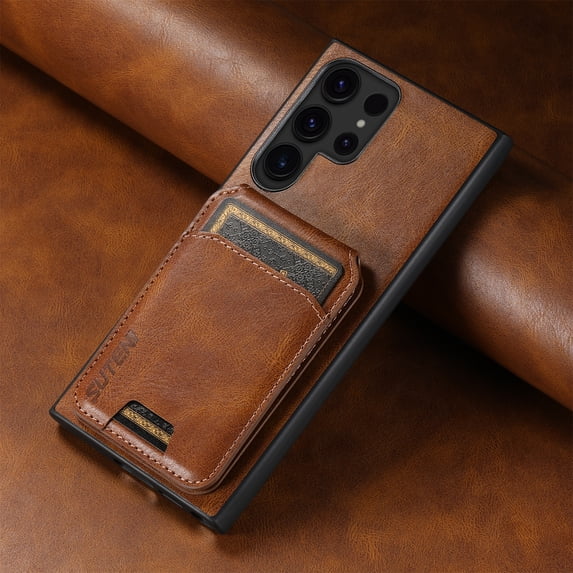 Dteck Case for Samsung Galaxy S24 Ultra,Magnetic Leather Card Slots Wallet Case Shockproof Kickstand Flip Back Cover,Brown