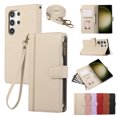 thumbnail image 1 of Dteck Case for Samsung Galaxy S25 Edge, Magnetic Closure PU Leather Zipper Wallet Case Card Slot Heavy-Duty Protector Phone Cover, Beige, 1 of 8