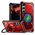 thumbnail image 1 of Dteck Case for Samsung Galaxy S25,Magnetic Rubber Compatible with Mag-Safe Case Shockproof Invisible Kickstand Dual Layer Protective Armor Cover,Red, 1 of 6