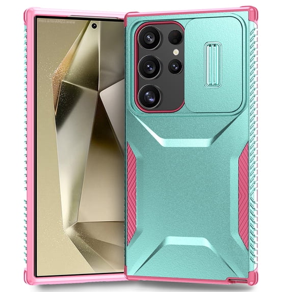 Dteck Case for Samsung Galaxy S25 Ultra,Shockproof TPU+PC Armor Case Slide Lens Protection Cover for Galaxy S25 Ultra,Green
